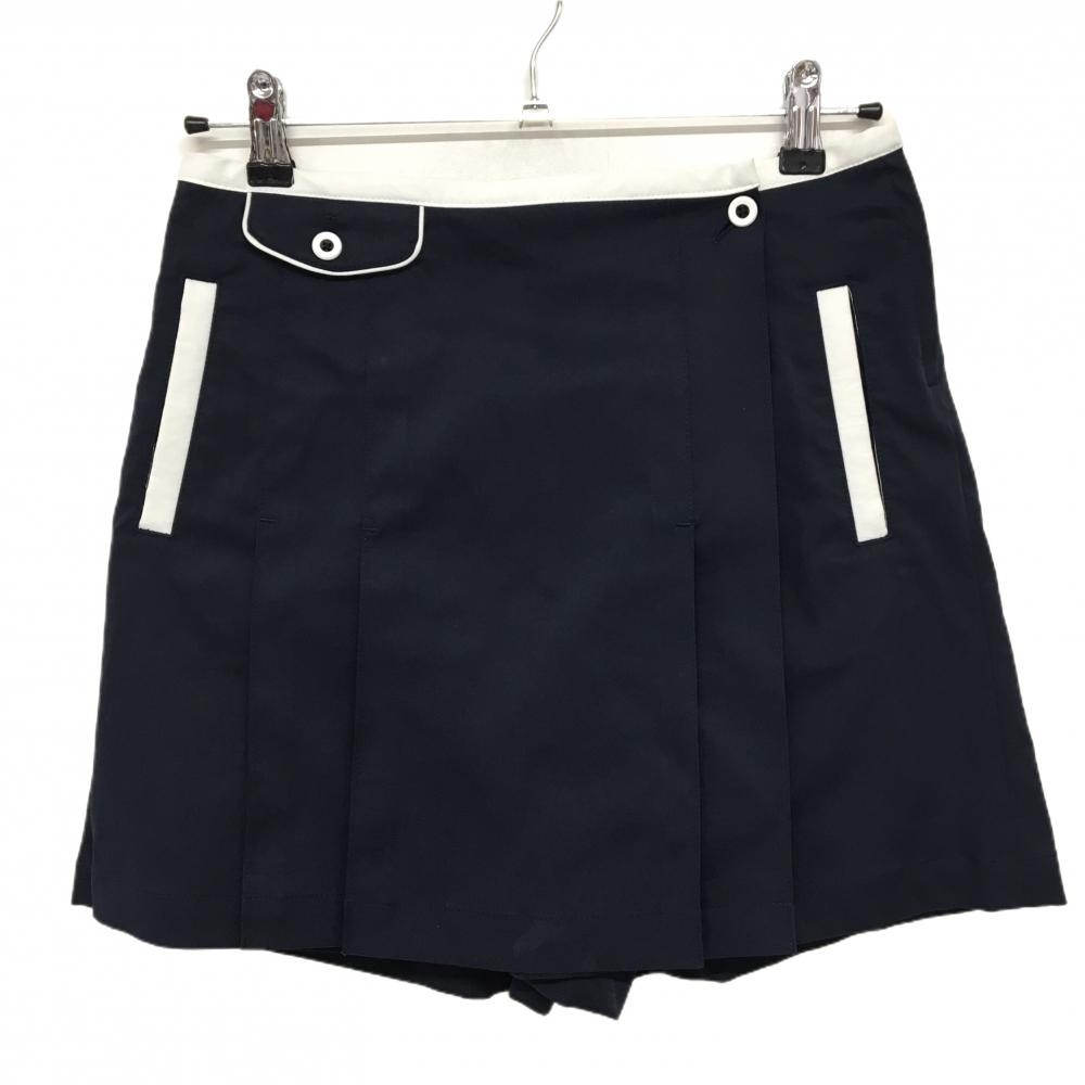 【美品】アシュワース キュロットスカート ネイビー×白 5ポケット レディース S ゴルフウェア ASHWORTH