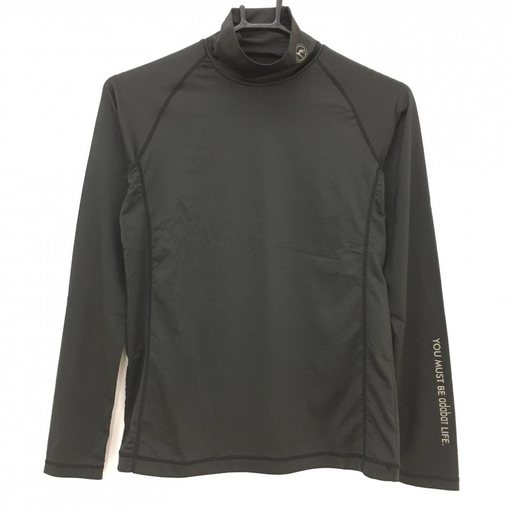 【超美品】アダバット ハイネックインナーシャツ 黒 ネックロゴ レディース 38(M) ゴルフウェア adabat