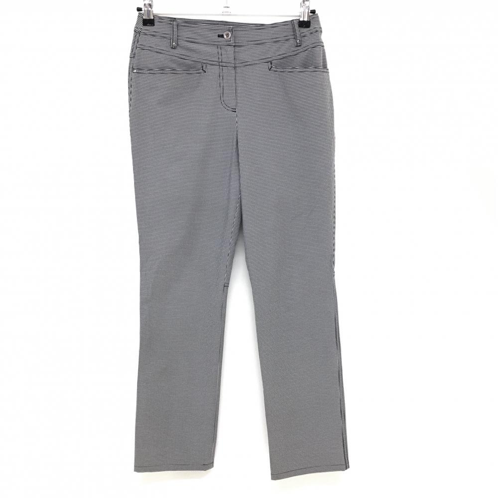 【美品】アダバット パンツ 黒×白 千鳥格子 ストレッチ  レディース 38(M) ゴルフウェア adabat