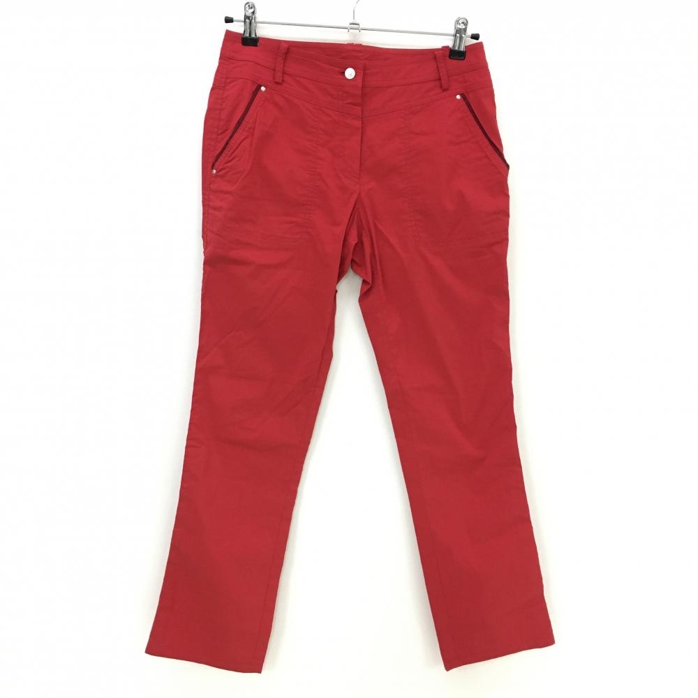 【美品】アダバット パンツ レッド系 ストレッチ ロゴワッペン レディース 38(M) ゴルフウェア adabat