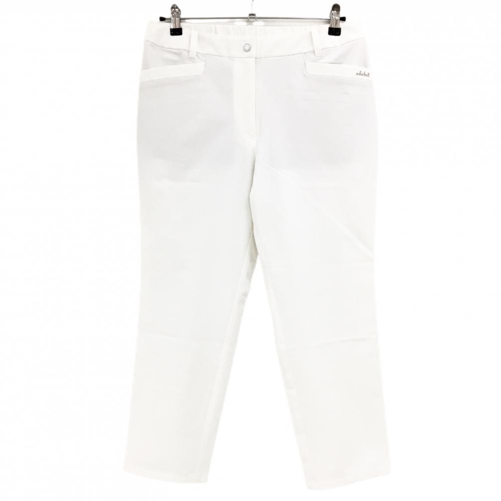 【新品】アダバット パンツ 白 ロゴ刺しゅう ウエスト一部ゴム 撥水 ストレッチ レディース XL ゴルフウェア adabat