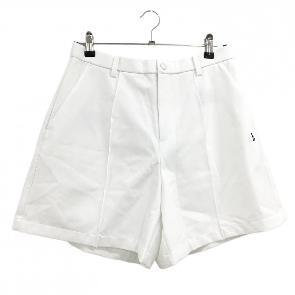 【新品】アダバット ショートパンツ 白 ロゴトリコロール 裏地付 ウエスト一部ゴム レディース XL ゴルフウェア adabat