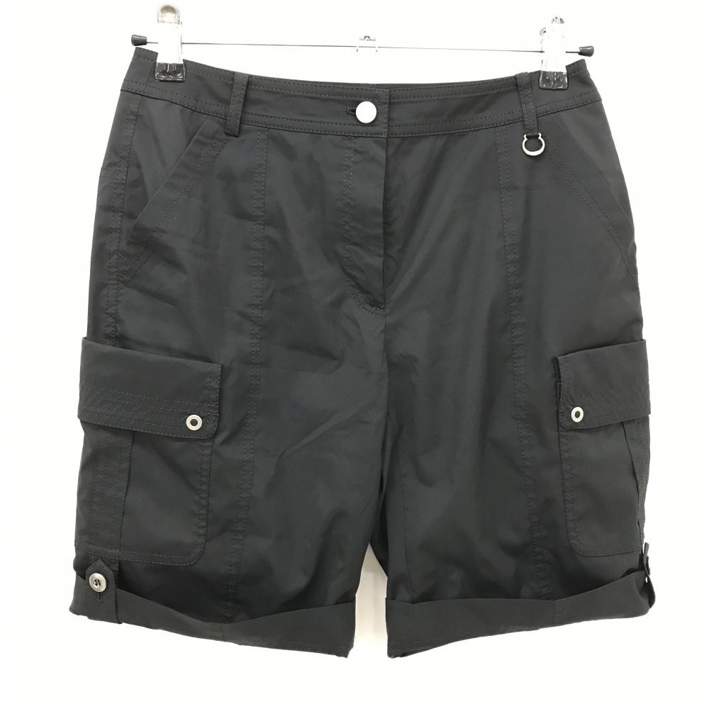 【美品】アダバット ショートパンツ 黒 蓄熱裏地 複数ポケット レディース 38(M) ゴルフウェア adabat