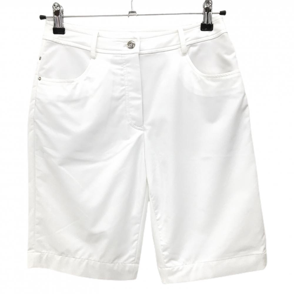 【美品】アダバット ハーフパンツ 白 後ろ刺しゅう レディース 36(S) ゴルフウェア adabat