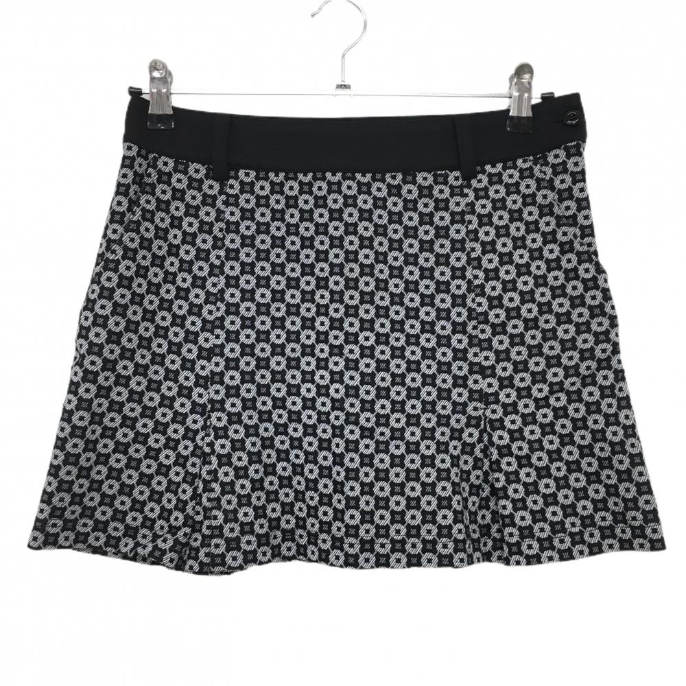 【超美品】アダバット スカート 黒×グレー 総柄 ストレッチ インナーパンツ付 レディース 36(S) ゴルフウェア adabat
