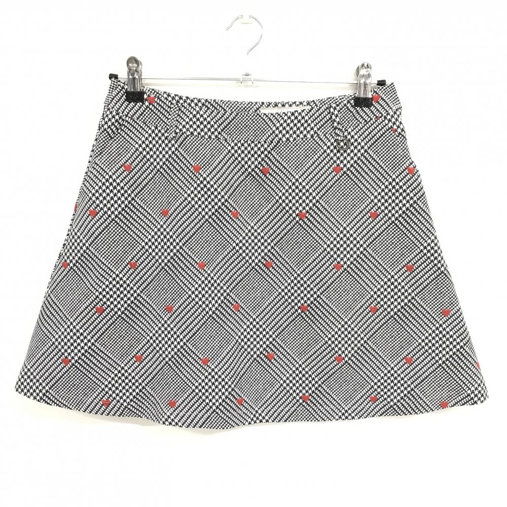 【超美品】アダバット スカート 黒×白 千鳥格子 ポケット着脱可 レディース 38(M) ゴルフウェア adabat