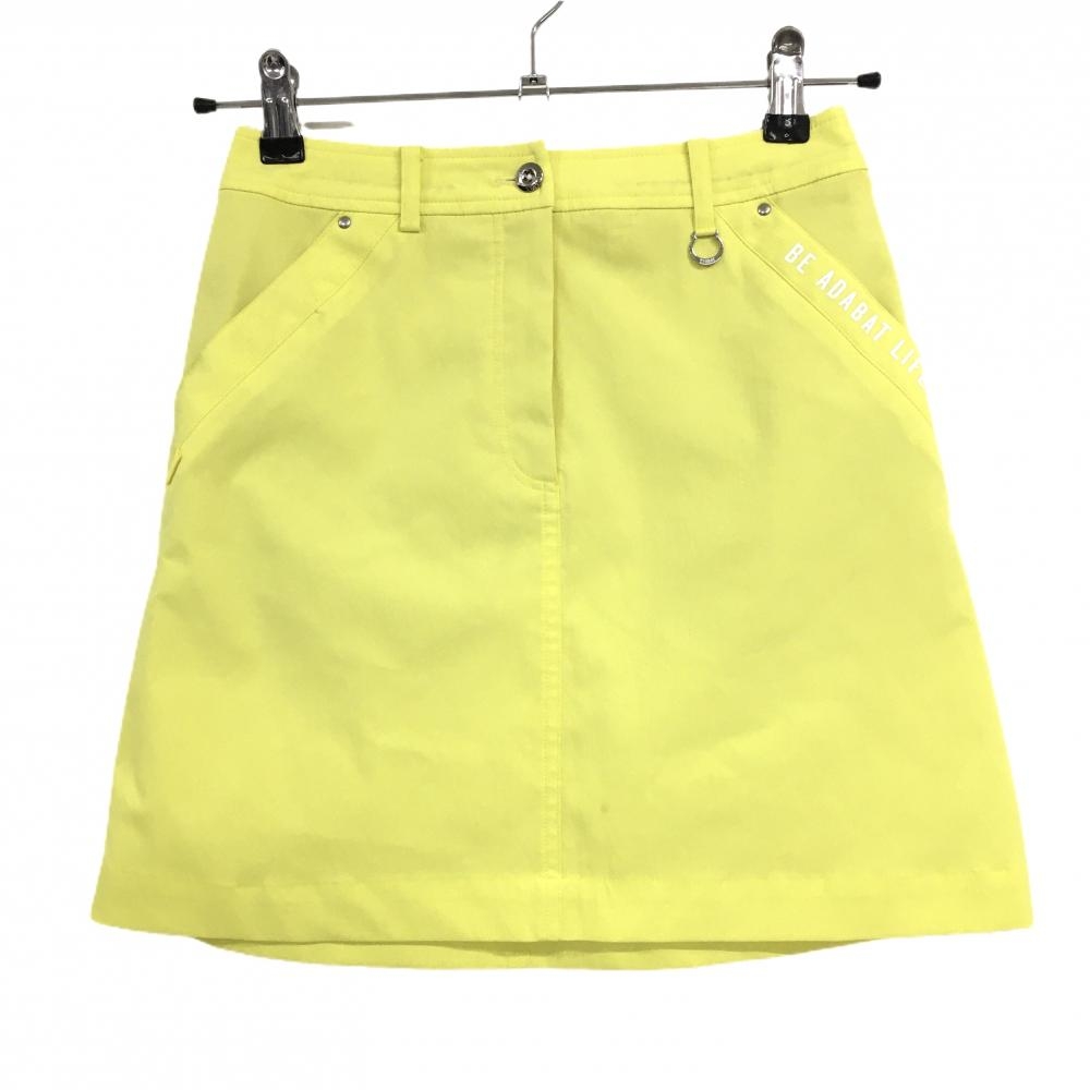 アダバット スカート イエロー×白 ロゴプリント ストレッチ レディース 34(XS) ゴルフウェア adabat