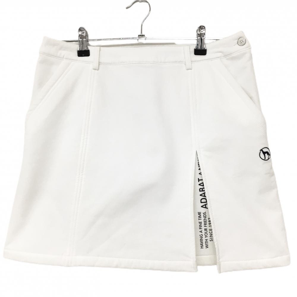 アダバット スカート 白×ダークネイビー 裏起毛 ロゴ ストレッチ レディース 40(L) ゴルフウェア adabat