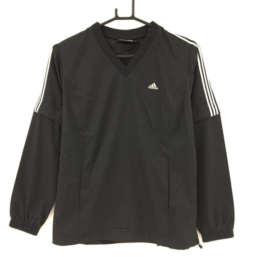 【超美品】アディダス 2WAYスニード 黒×白 袖3ライン 袖着脱可 ブルゾン  レディース M/M ゴルフウェア adidas