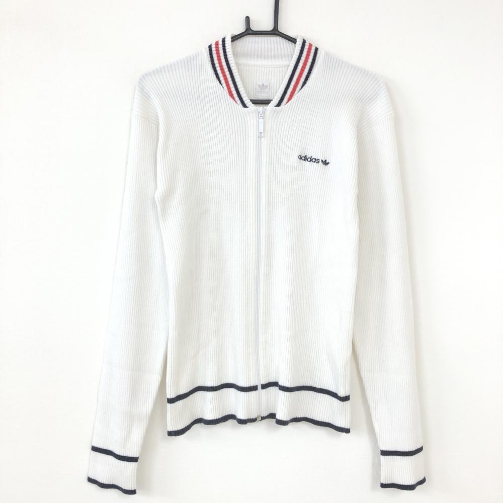 美品 Adidas アディダス ニットブルゾン ジャケット 白 レッド アクリル 綿 レディース S ゴルフウェア 中古ゴルフウェア通販サイトreonard レオナード
