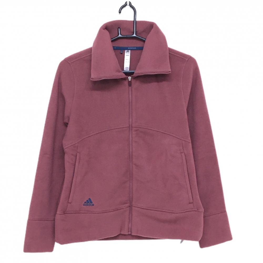 【超美品】アディダス フリースジャケット ボルドー系 ロゴ刺しゅう レディース XL ゴルフウェア adidas