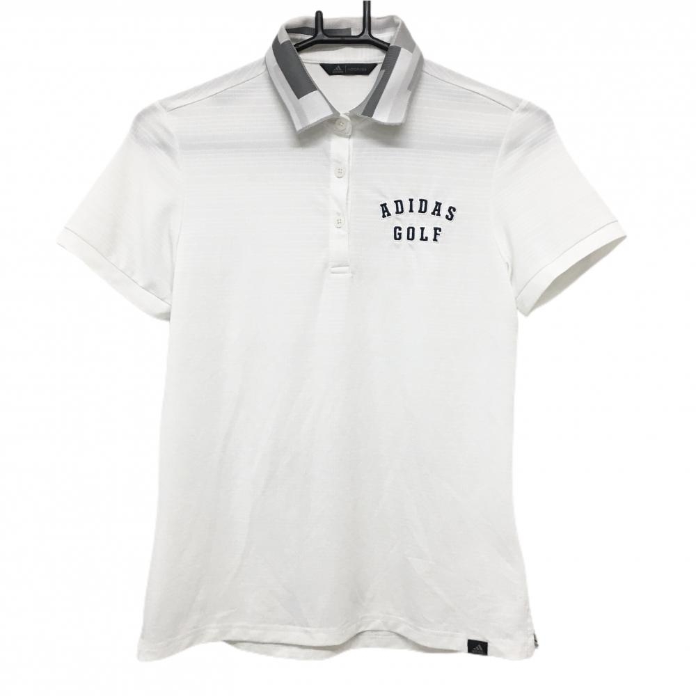 【美品】アディダス 半袖ポロシャツ 白 織生地 ADICROSS レディース L ゴルフウェア adidas