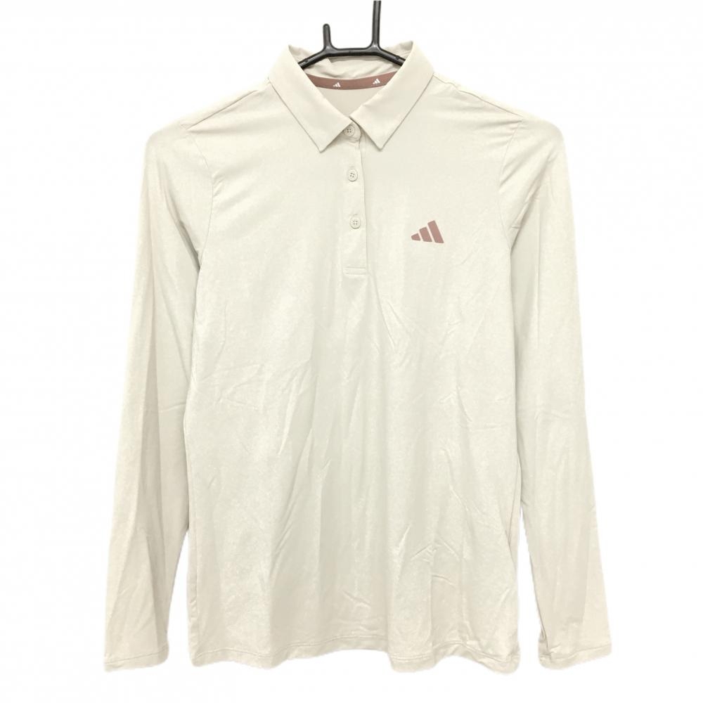 【新品】アディダス 長袖ポロシャツ ライトベージュ UPF50 ストレッチ レディース M ゴルフウェア adidas