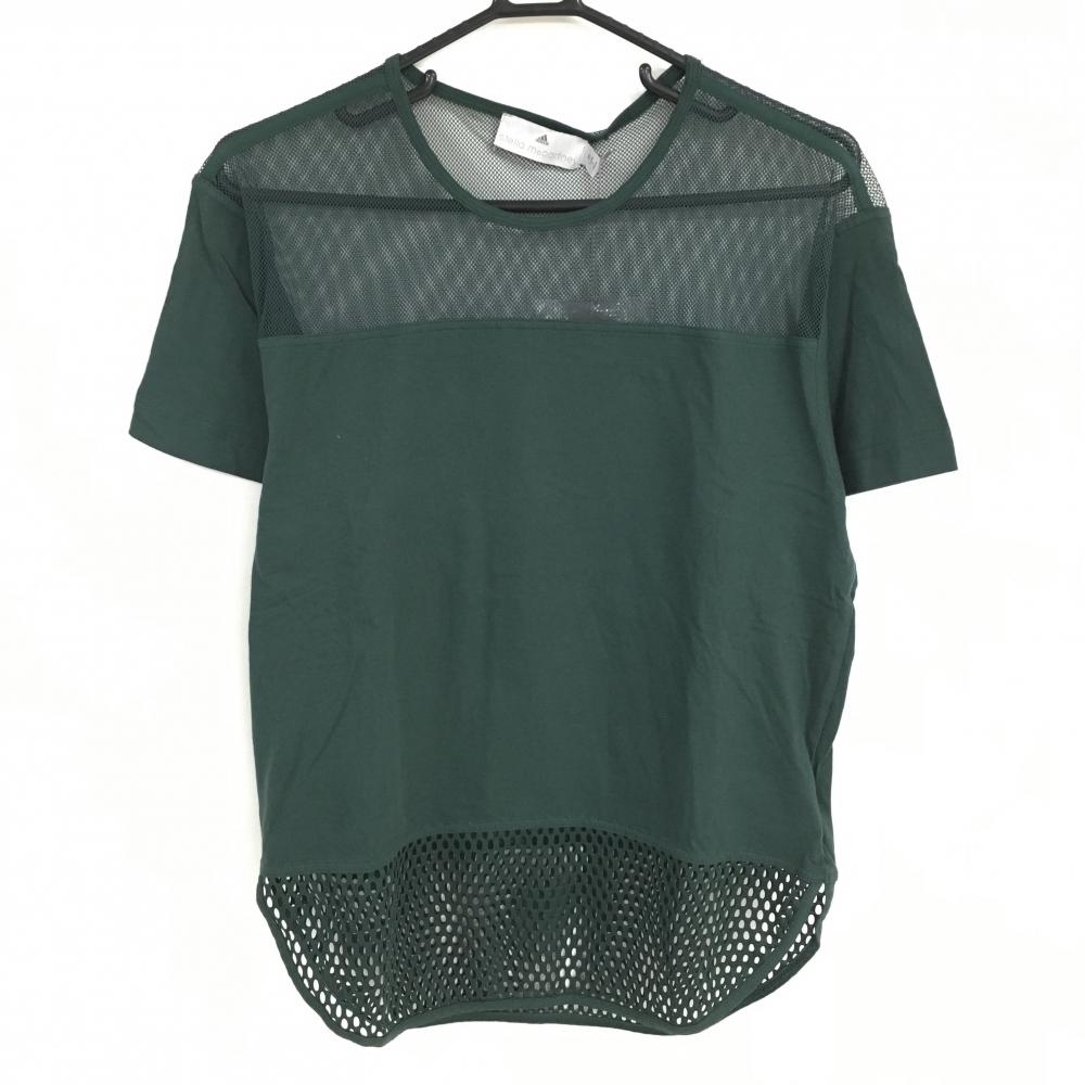【新品】アディダス Tシャツ ダークグリーン 上部・裾メッシュ stella mccartney レディース M ゴルフウェア adidas