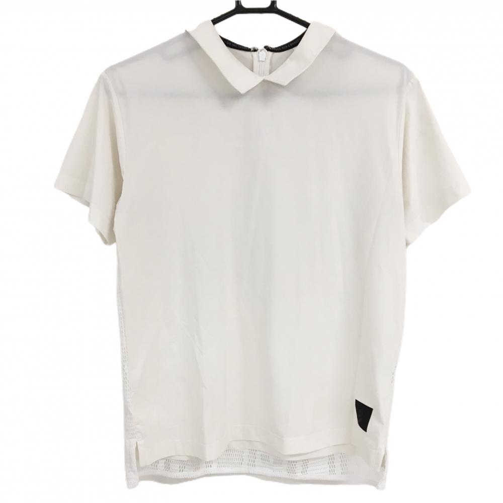 【超美品】アディダス 襟付き半袖シャツ 白 背面メッシュ地 バックジップ レディース L ゴルフウェア adidas