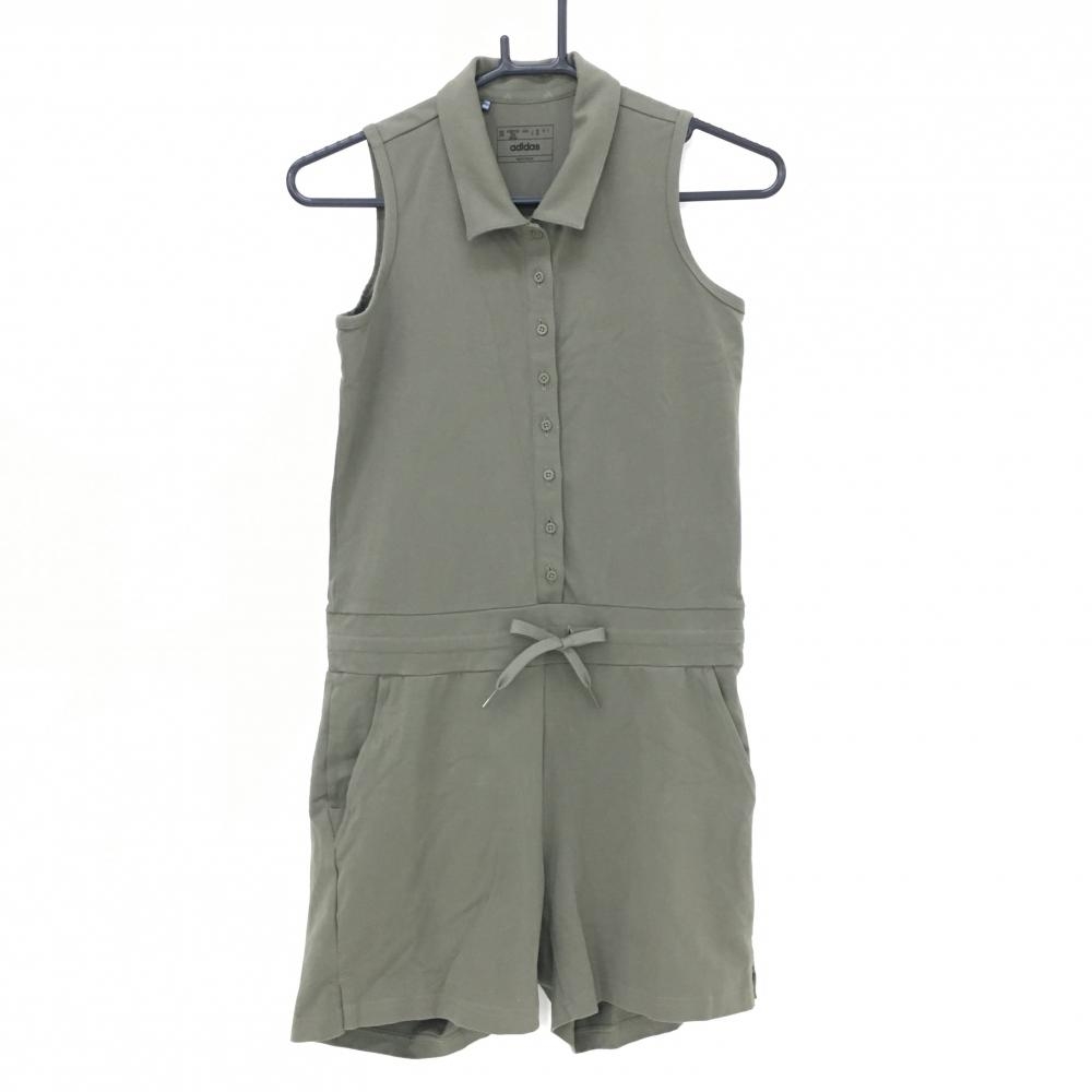 【超美品】アディダス オールインワン カーキ ストレッチ ノースリーブ レディース S ゴルフウェア adidas