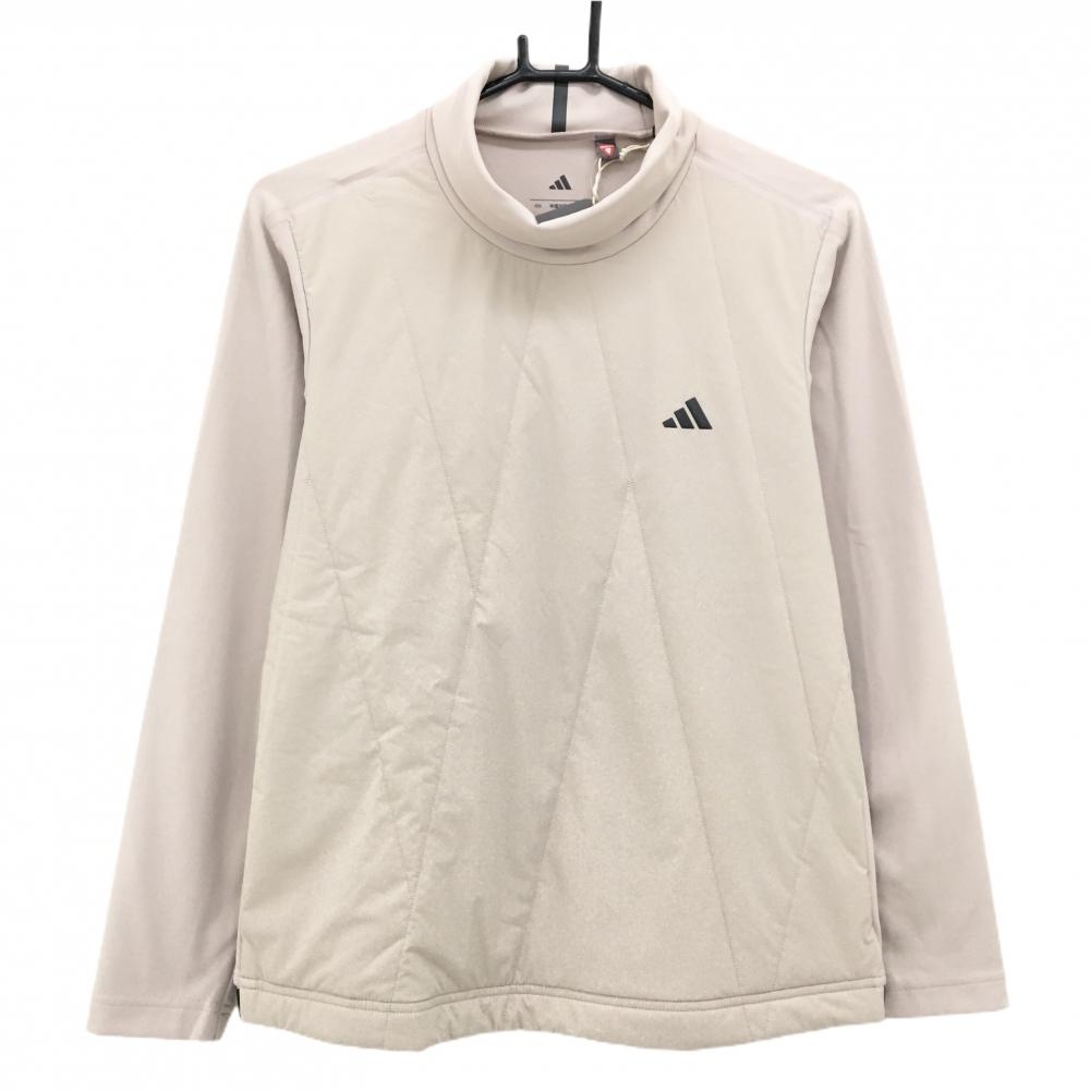 【新品】アディダス 切替長袖ハイネックシャツ ベージュ系 前身頃中綿 PRIMALOFT レディース XL ゴルフウェア 2025年モデル adidas