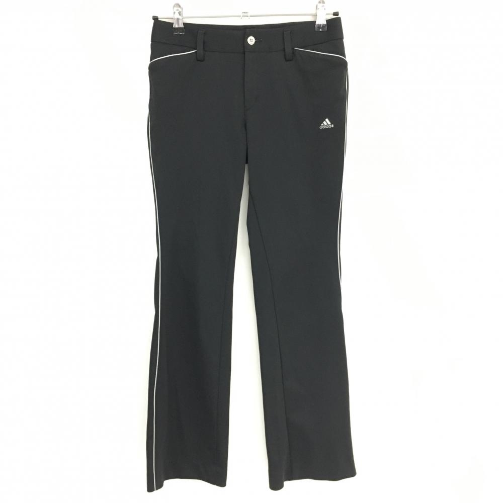 アディダス パンツ 黒 パイピングライン 裾3ライン ストレッチ レディース S/P ゴルフウェア adidas
