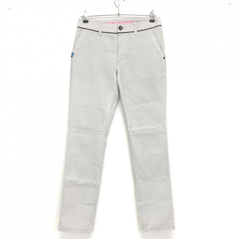 アディダス パンツ 白×グレー ヘリンボーン ストレッチ レディース M/M ゴルフウェア adidas