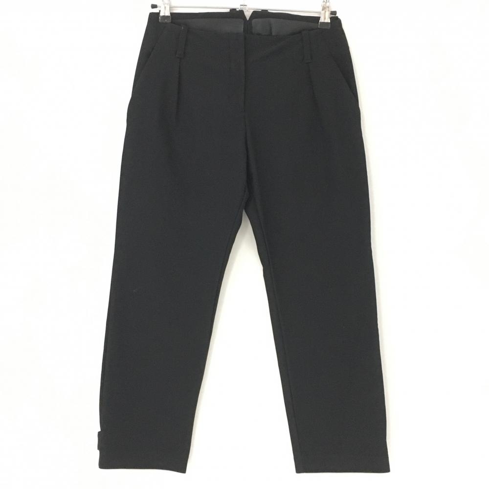 【超美品】アディダス パンツ 黒 細ストライプ織生地 裾調節ボタン付 レディース S ゴルフウェア adidas