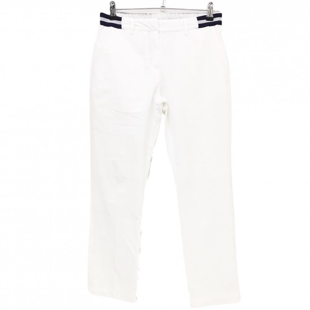 アディダス パンツ 白×ネイビー ウエストライン レディース L ゴルフウェア adidas