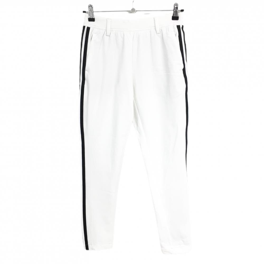 【超美品】アディダス パンツ 白×黒 サイド3ライン ウエストゴム  レディース  ゴルフウェア adidas