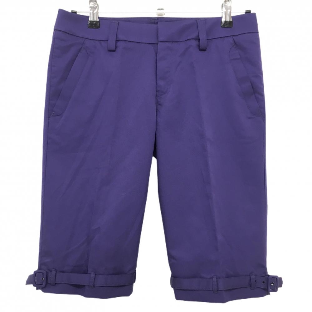 【超美品】アディダス ハーフパンツ パープル 裾ベルト 後ろフェイクポケット レディース M/M ゴルフウェア adidas