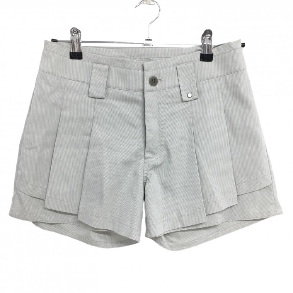 【超美品】アディダス ショートパンツ グレー×白 ストライプ adipure レディース M/M ゴルフウェア adidas
