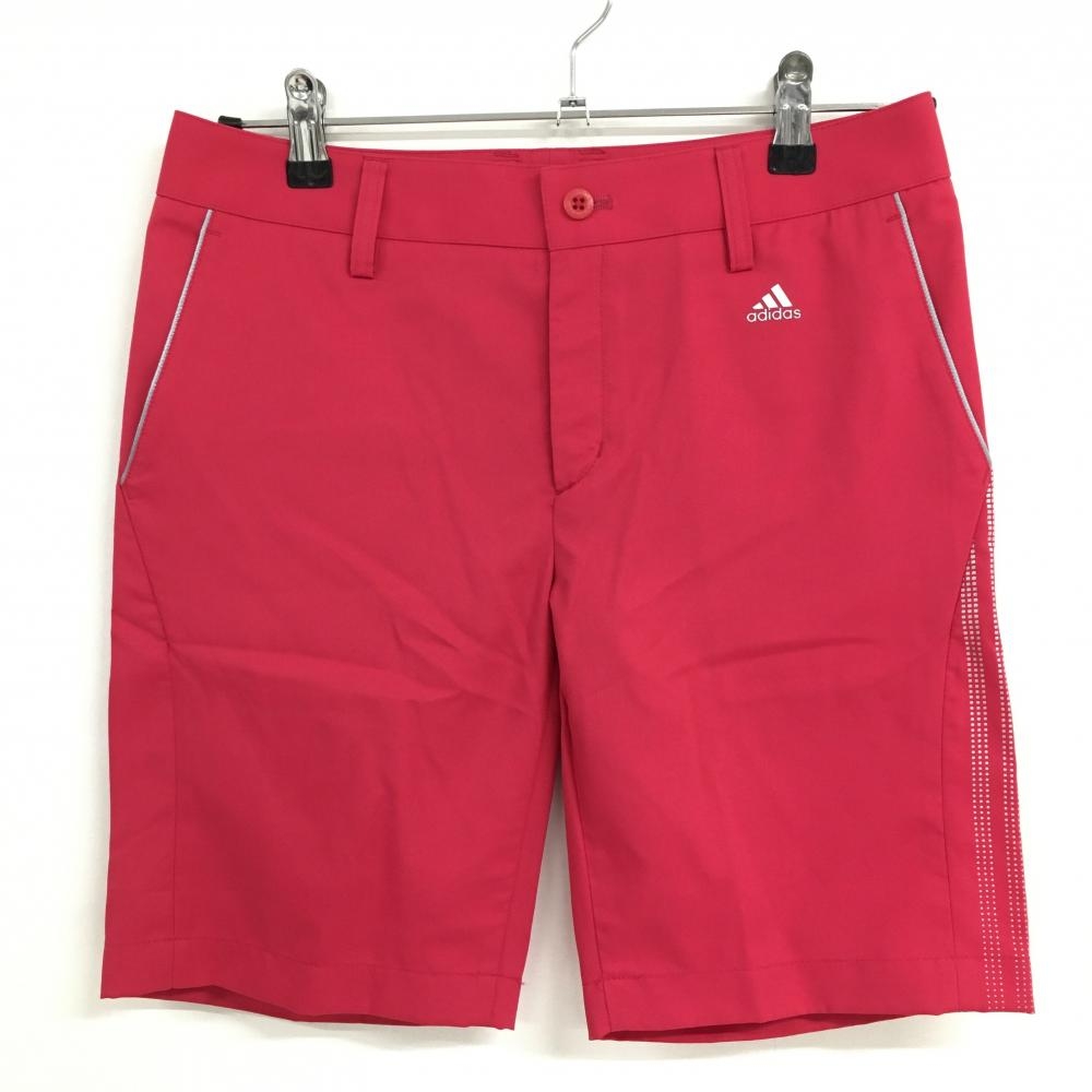 【超美品】アディダス ショートパンツ レッド サイド3ライン  レディース M/M ゴルフウェア サンプル品 adidas