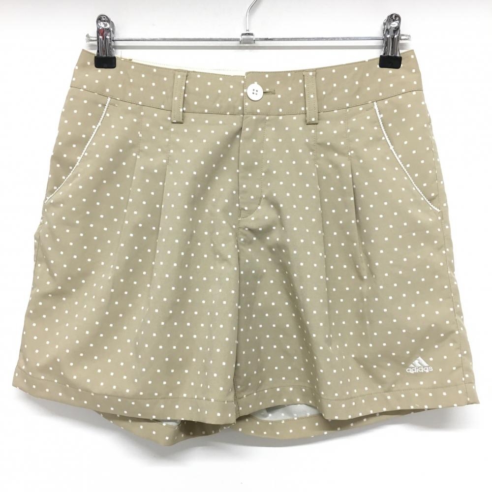 アディダス ショートパンツ ベージュ×白 ドット風  レディース M/M ゴルフウェア adidas