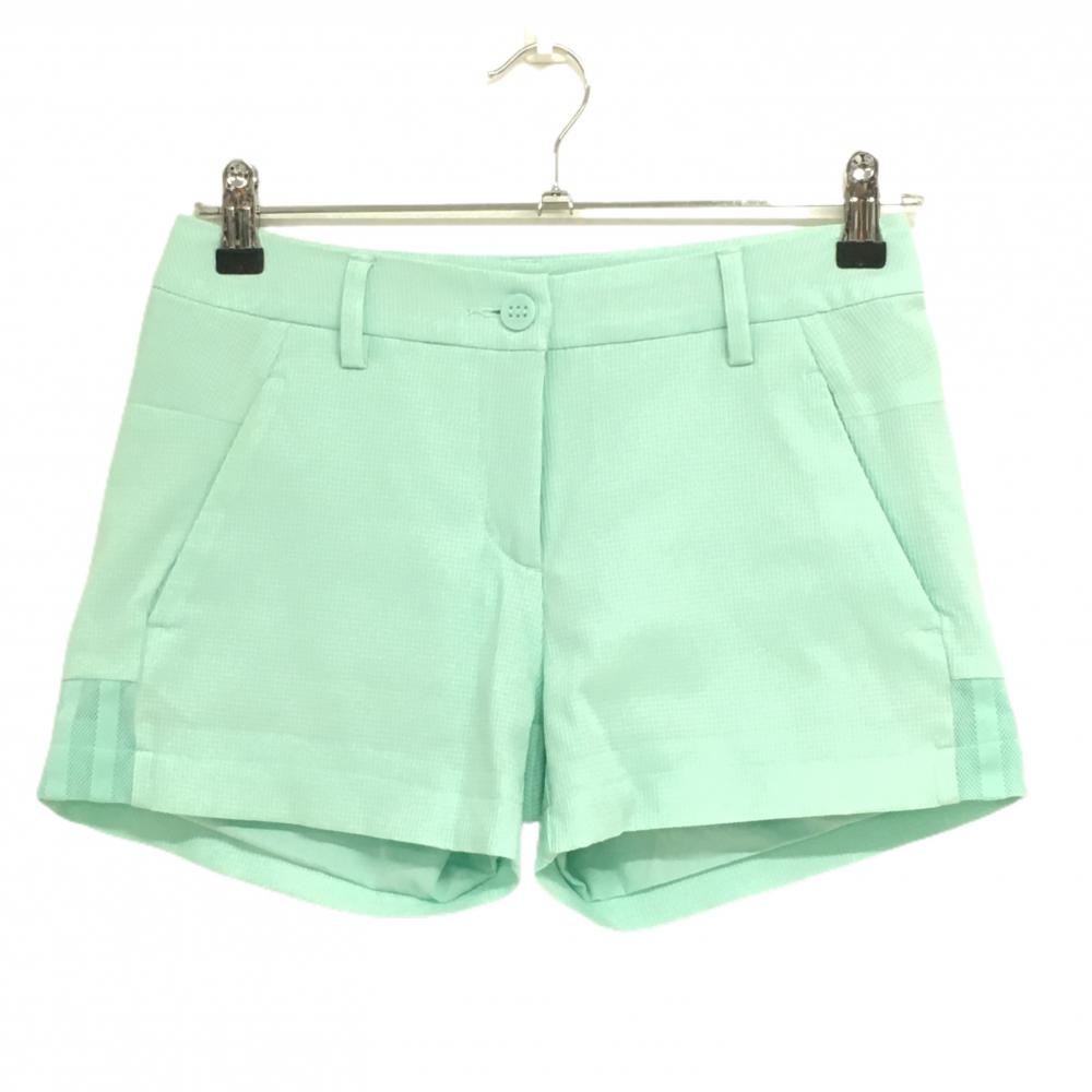 アディダス ショートパンツ ライトグリーン 格子地模様 裏地付 レディース S ゴルフウェア adidas