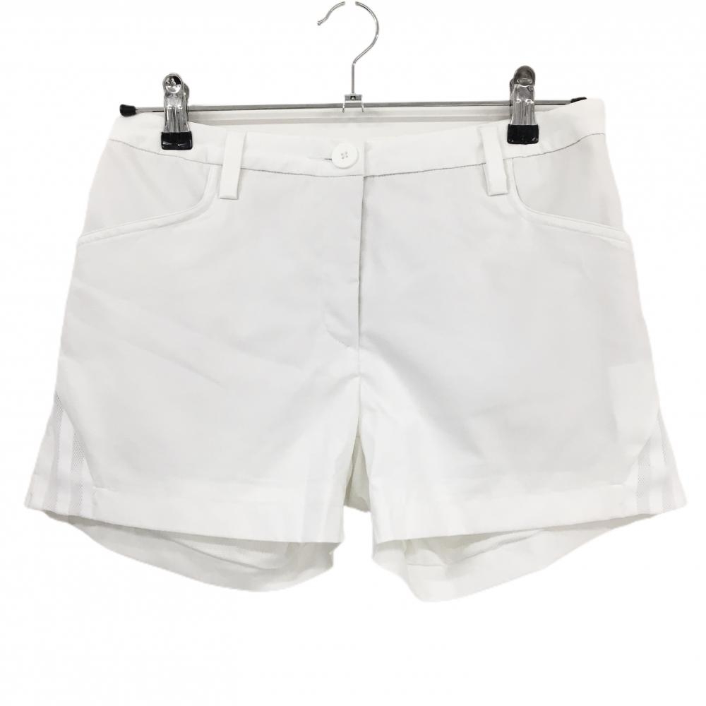 【超美品】アディダス ショートパンツ 白 サイド裾3ラインメッシュ 裏地付 HEAT RDY レディース L ゴルフウェア adidas