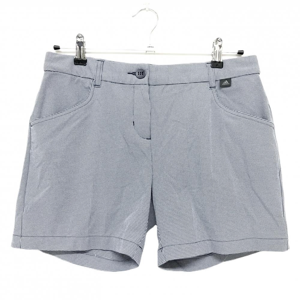 【美品】アディダス ショートパンツ 白×ネイビー 千鳥格子  レディース L ゴルフウェア adidas