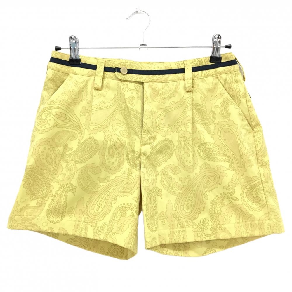 【美品】アディダス ショートパンツ イエロー ペイズリー柄 レディース L/G ゴルフウェア adidas