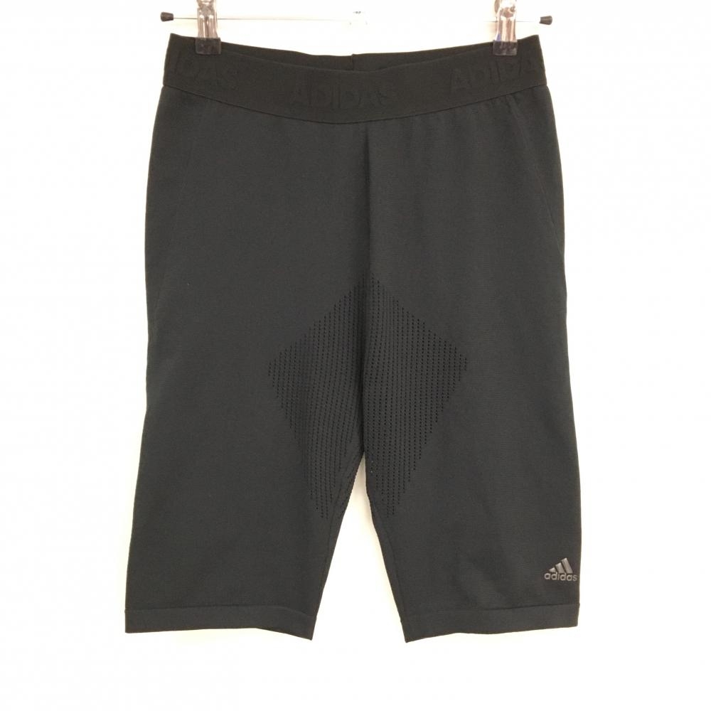 【超美品】アディダス レギンス 黒 ハーフ丈 一部メッシュ ウエストゴム レディース M ゴルフウェア adidas