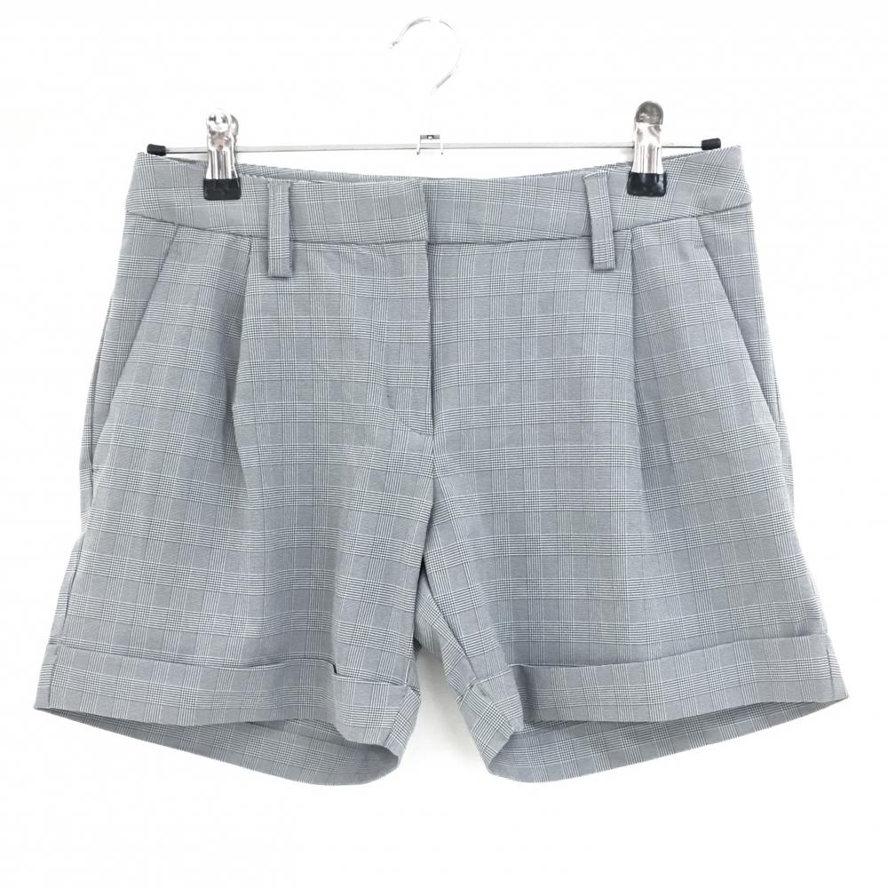 【超美品】アディダス ショートパンツ 白×黒　グレンチェック ストレッチ ロゴ  レディース M ゴルフウェア adidas