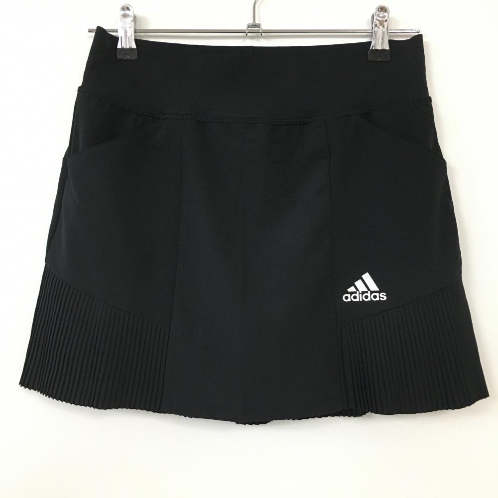 【美品】adidas アディダス スカート 黒×白 アコーディオンプリーツ 内側インナーパンツ   レディース M ゴルフウェア