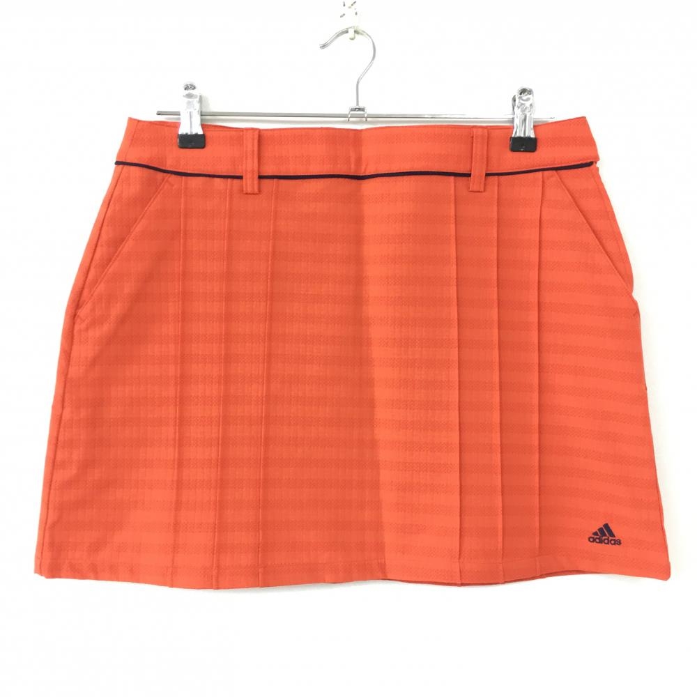 【超美品】adidas アディダス スカート オレンジ ボーダー柄 レディース OT/XG ゴルフウェア