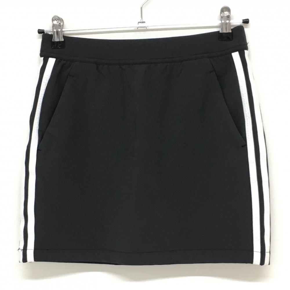 アディダス スカート 黒×白 3ライン 内側インナパンツ レディース M ゴルフウェア adidas