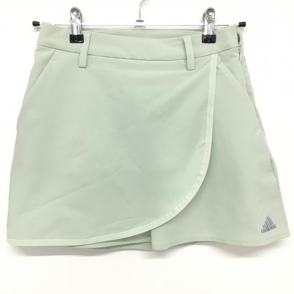 【超美品】アディダス スカート グリーン 裾シリコンロゴ 内側インナーパンツ  レディース XS ゴルフウェア adidas