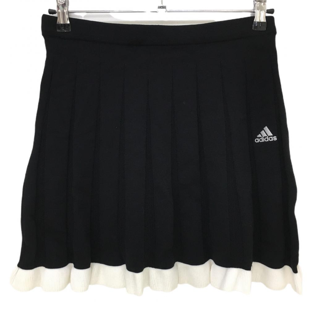 【新品】アディダス ニットスカート 黒×白 内側インナーパンツ付き レディース OT ゴルフウェア adidas