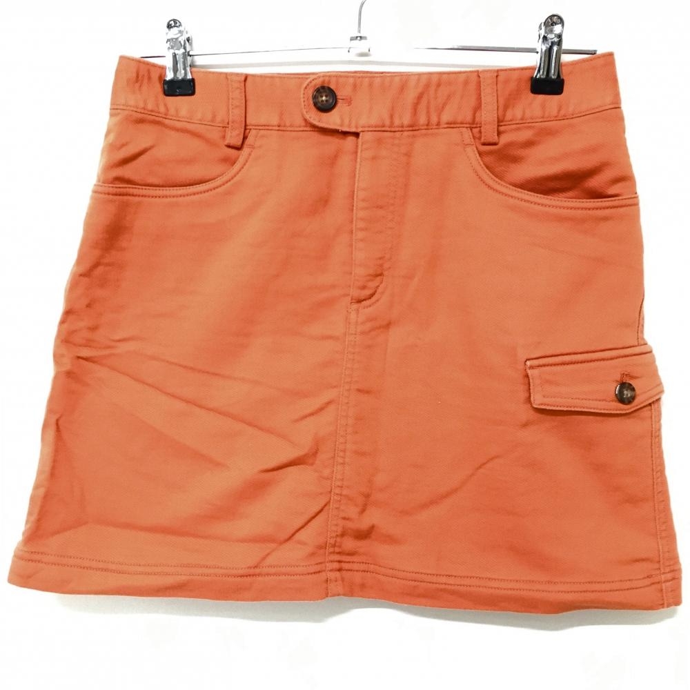 【美品】アディダス スカート オレンジ バックロゴ刺しゅう レディース M/M ゴルフウェア adidas