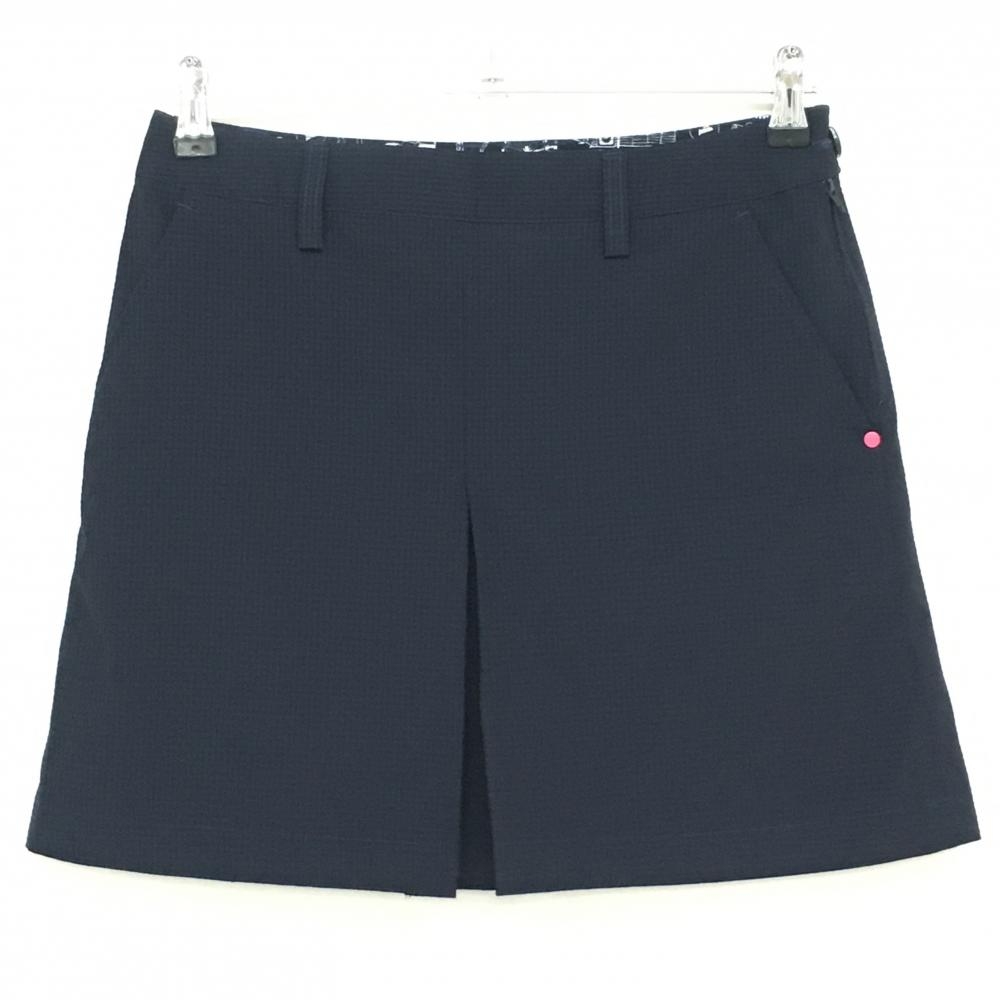 【超美品】アディダス スカート ネイビー×黒 チェック サッカー生地 ボックスプリーツ レディース S/P ゴルフウェア adidas