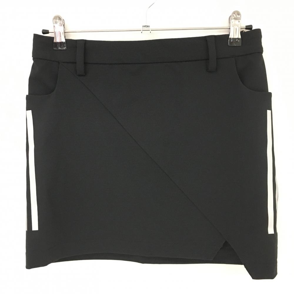 【超美品】アディダス スカート 黒×白 サイド3ライン  レディース M ゴルフウェア adidas