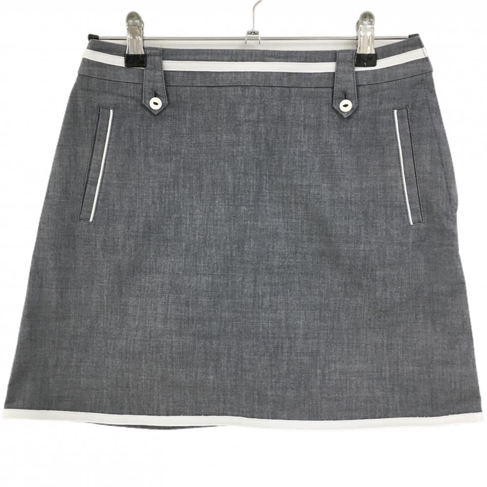【超美品】アディダス スカート グレー×白 ウエストライン レディース M/M ゴルフウェア adidas