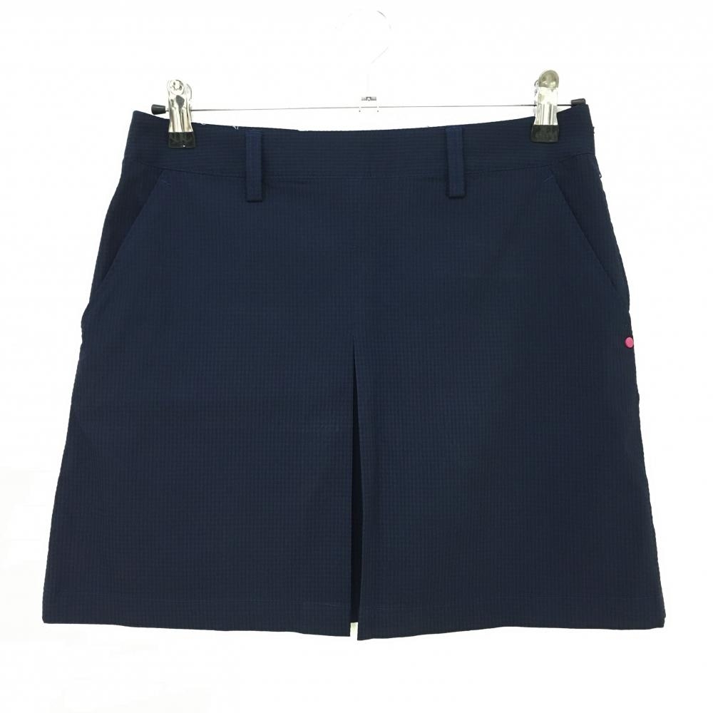 アディダス スカート ネイビー×黒 ギンガムチェック サッカー生地 レディース M/M ゴルフウェア adidas