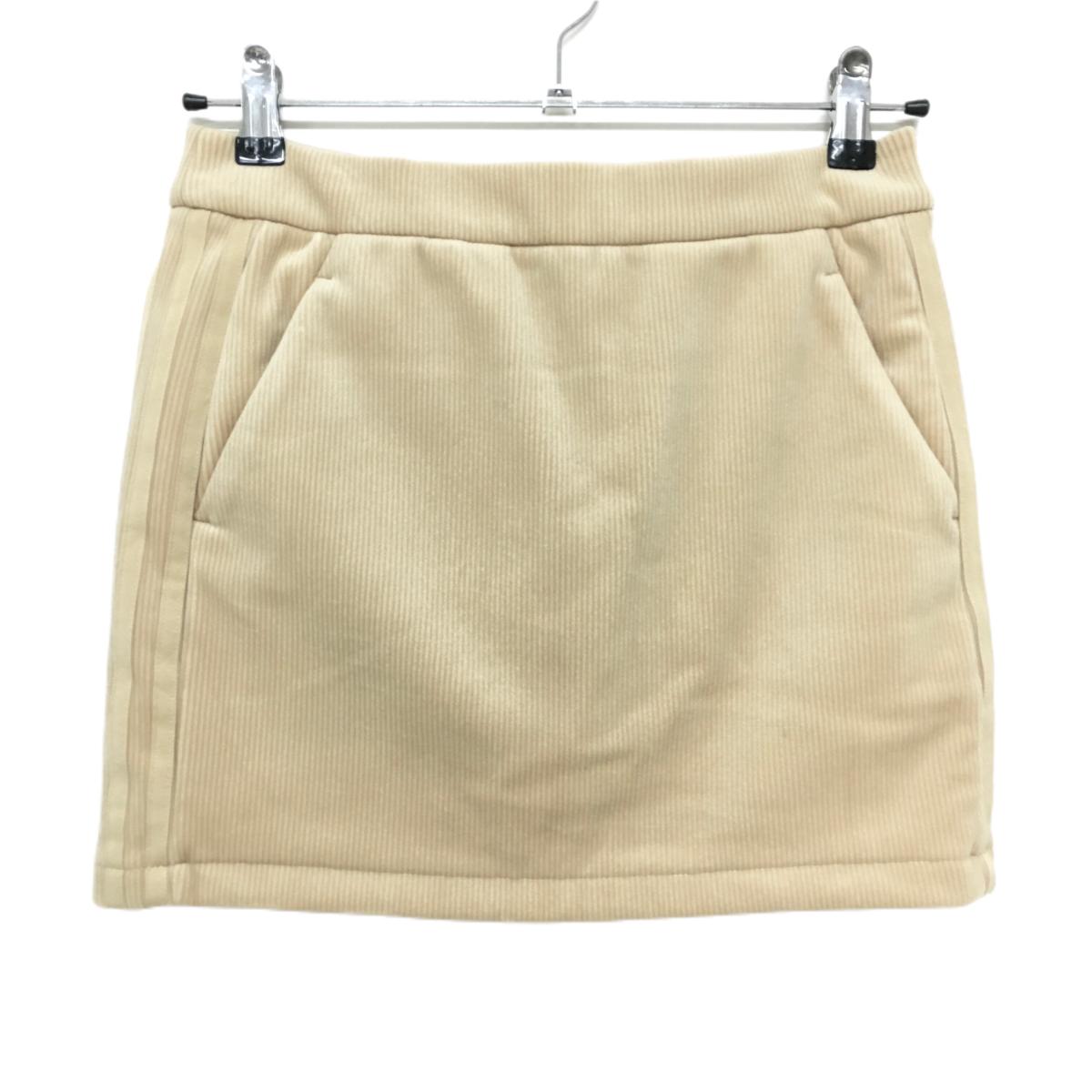 【超美品】アディダス スカート ベージュ コーデュロイ 内側インナーパンツ 裏起毛  レディース M ゴルフウェア adidas