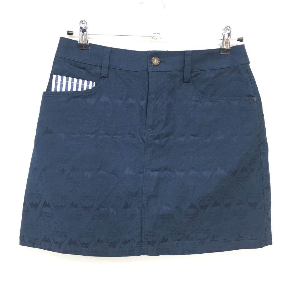 【超美品】アディダス スカート ネイビー 総柄織生地 レディース M/M ゴルフウェア adidas