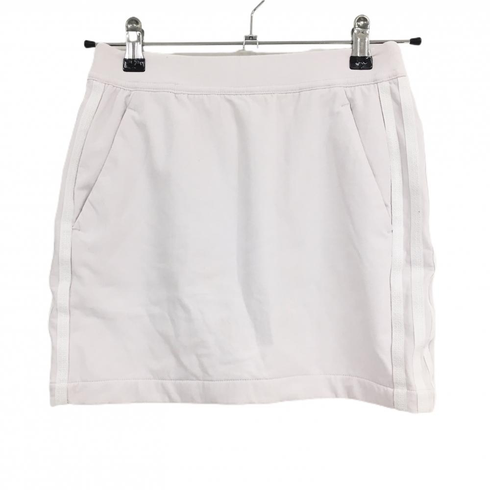 アディダス スカート ライトピンク×白 サイド3ライン バックロゴ 内側インナーパンツ レディース S ゴルフウェア adidas