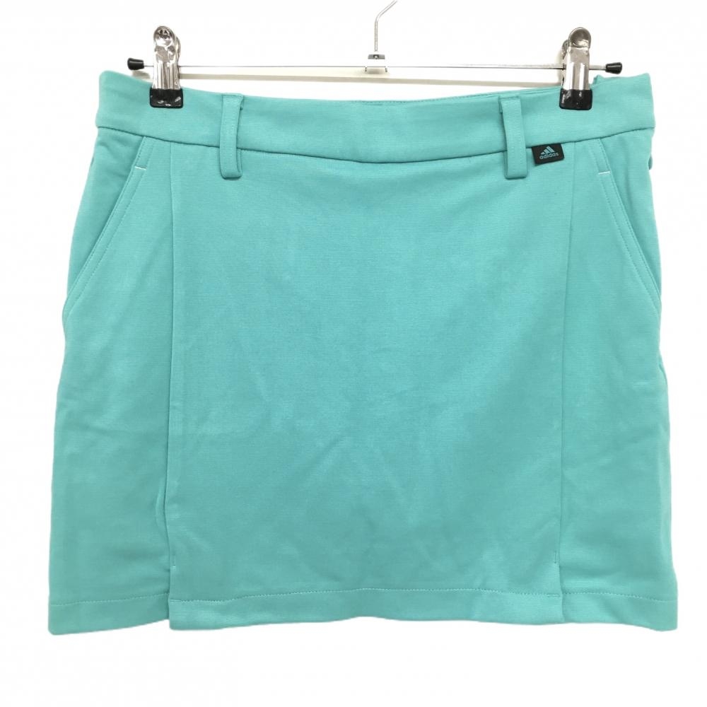 【超美品】アディダス スカート ライトグリーン ロゴ白 内側インナーパンツ レディース L ゴルフウェア adidas
